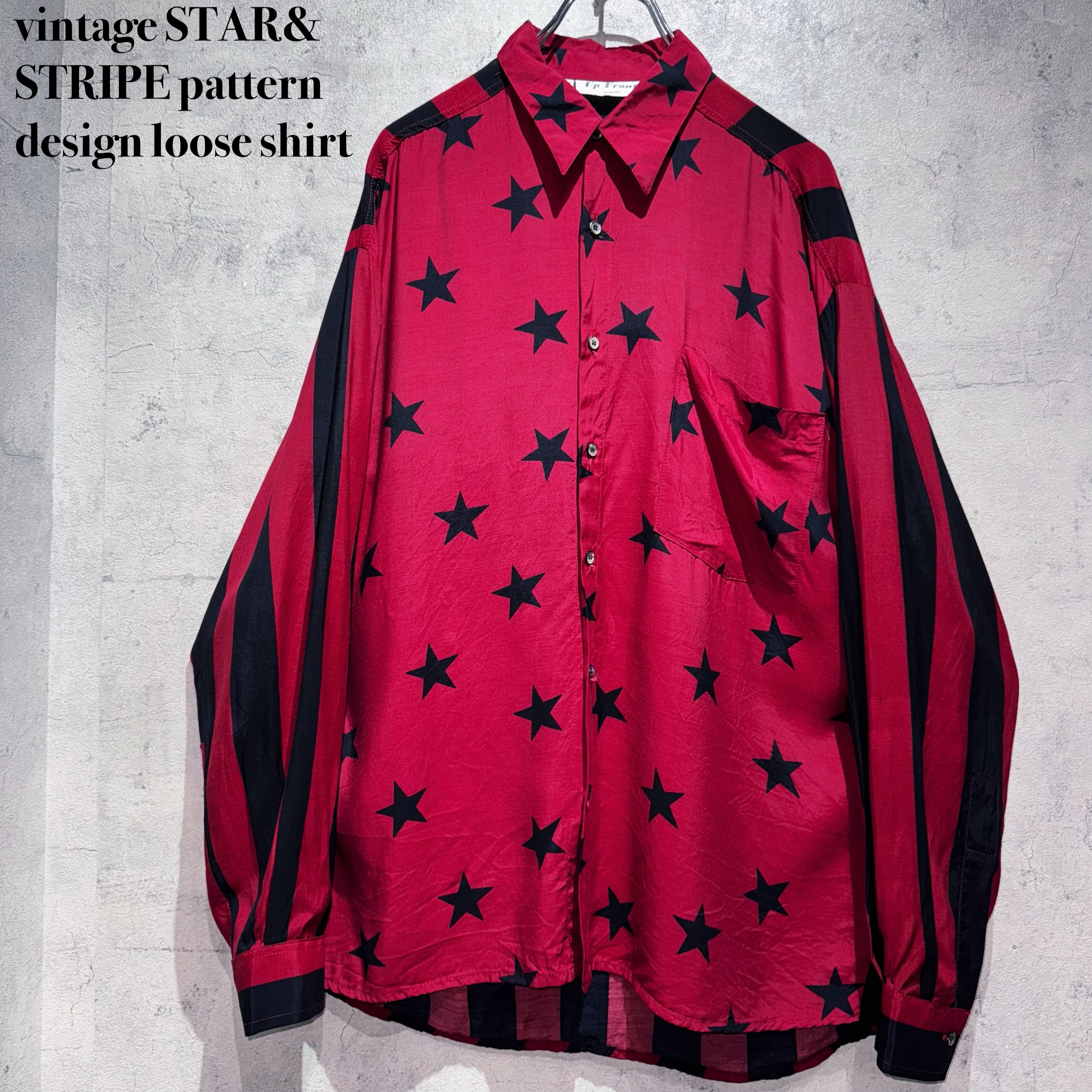vintage STAR&STRIPE pattern design loose shirt