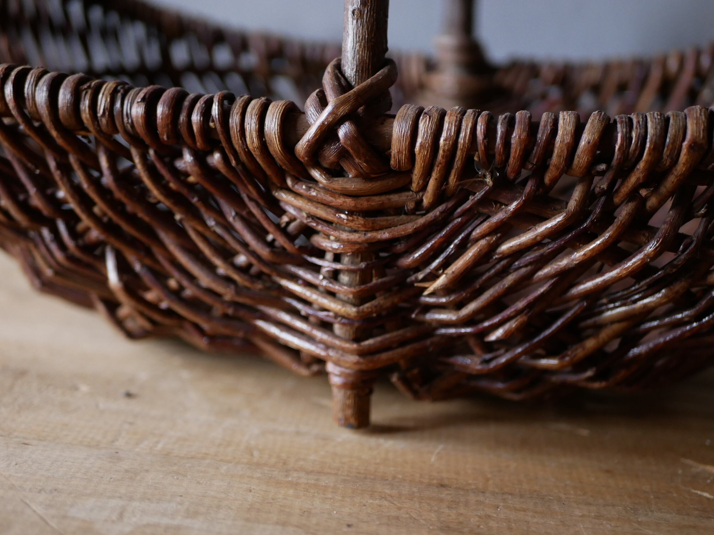 横長パニエ かご 籠 バスケット フランスブロカント アンティークの