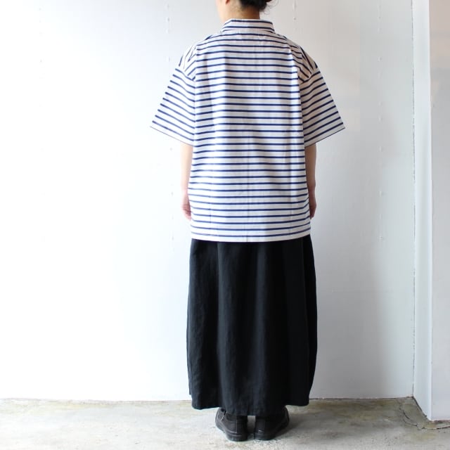 HARVESTY モックネックボーダーポケットT Mockneck S/S Tee Stripes