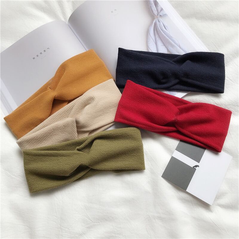 クロス編み結びヘッドバンドの夏バージョンかわいいシンプルな結ばれた髪のヘッドバンドレトロな野生のターバンヘアアクセサリー女性 YY-ファッション65018565014