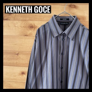 【KENNETH GOCE】柄シャツ マルチストライプ 長袖シャツ Lサイズ アメリカ古着