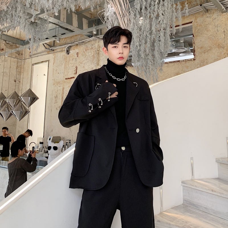 スタイリストパーソナリティルーズブラックスーツ   韓国メンズファッション輸入専門