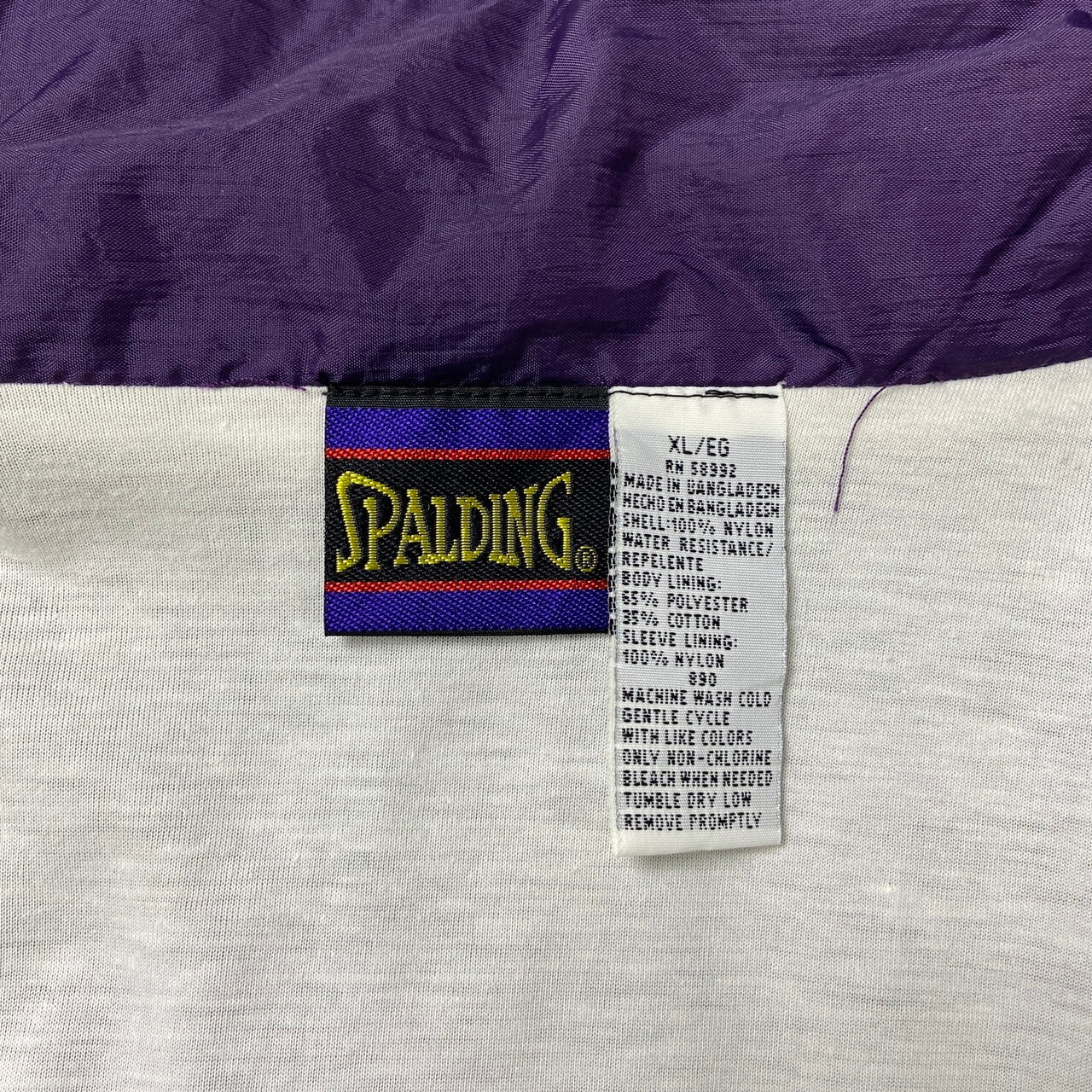 SPALDING ナイロンジャケット フルジップ メンズXL 古着 ロゴ刺繍 