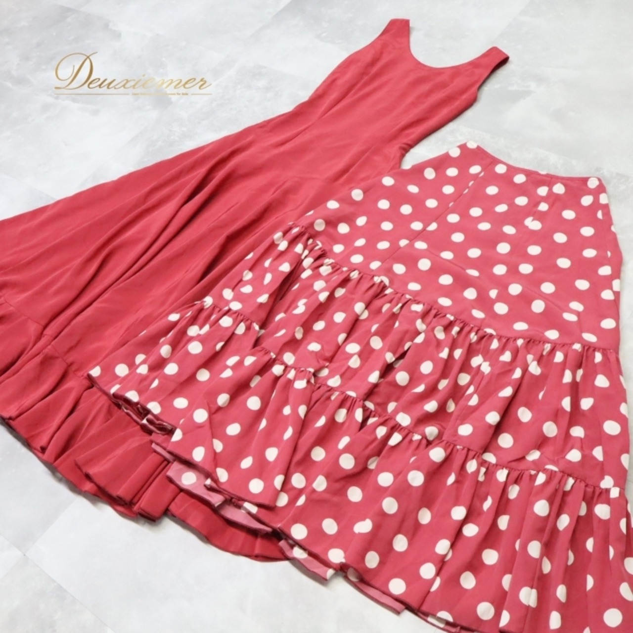 フラメンコ 衣装 ワンピース ドレス ペチコート スカート 水玉 ドット 無地 セット 2点 ダンス パーティ 発表会 ピンク系 フレア スカート おしゃれ シンプル 女性用 ダンス衣装 かわいい コスチューム 華やか 軽やか デザイン パーティ ステージ用