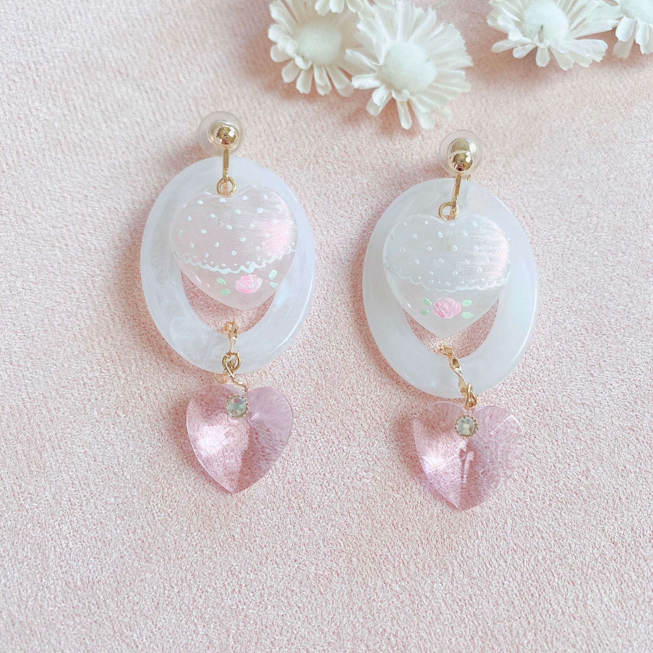 淡雪꙳ ペイント耳飾り(イヤリング）