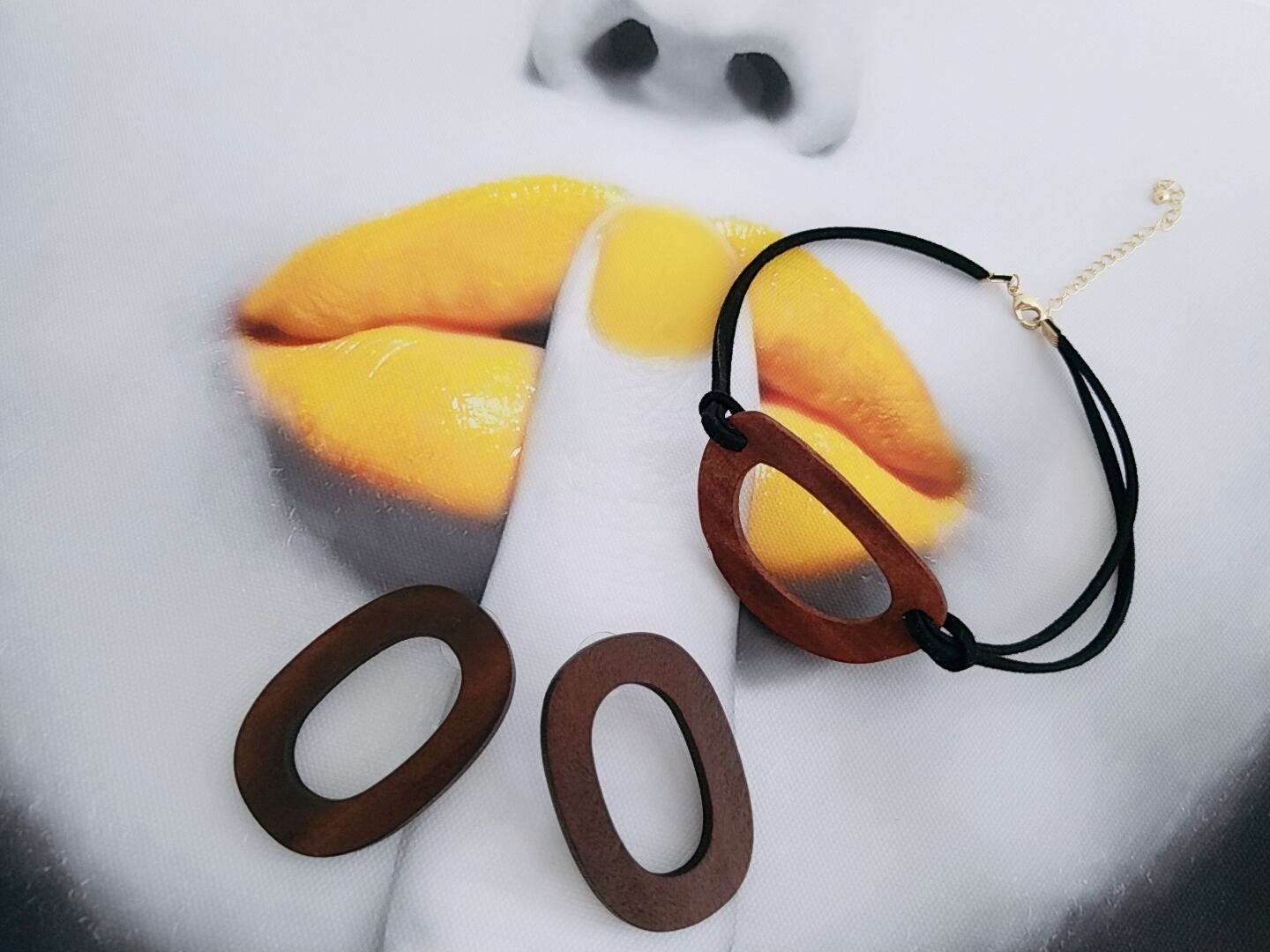 木材ピアス,ネックレスset(ハンドメイド)