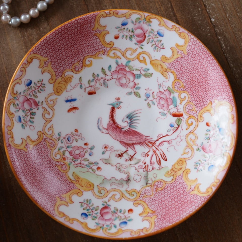 英国ミントン コカトリス ピンク ティーカップ＆ソーサー | antique