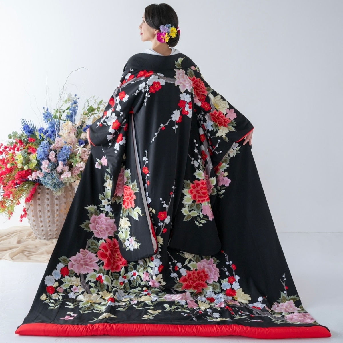 ち*ぃ様 伝統的な花柄刺繍着物打掛 夏物