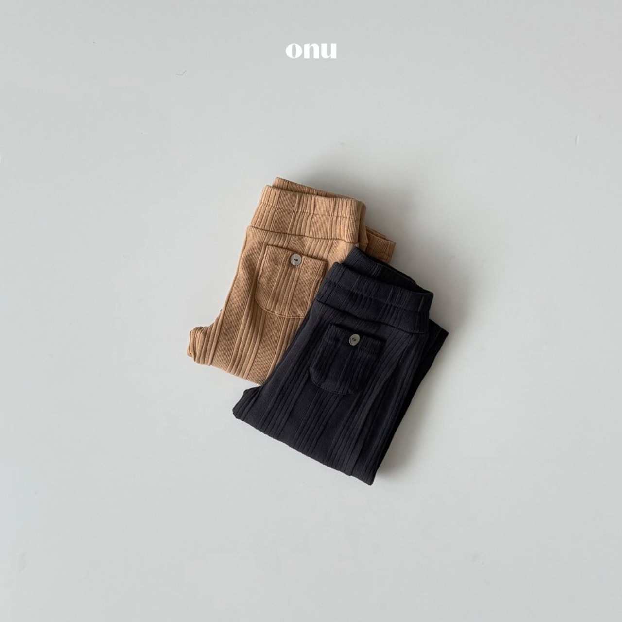 【ONU】 チーズリブパンツ／チャコール（80~120cm） - 9