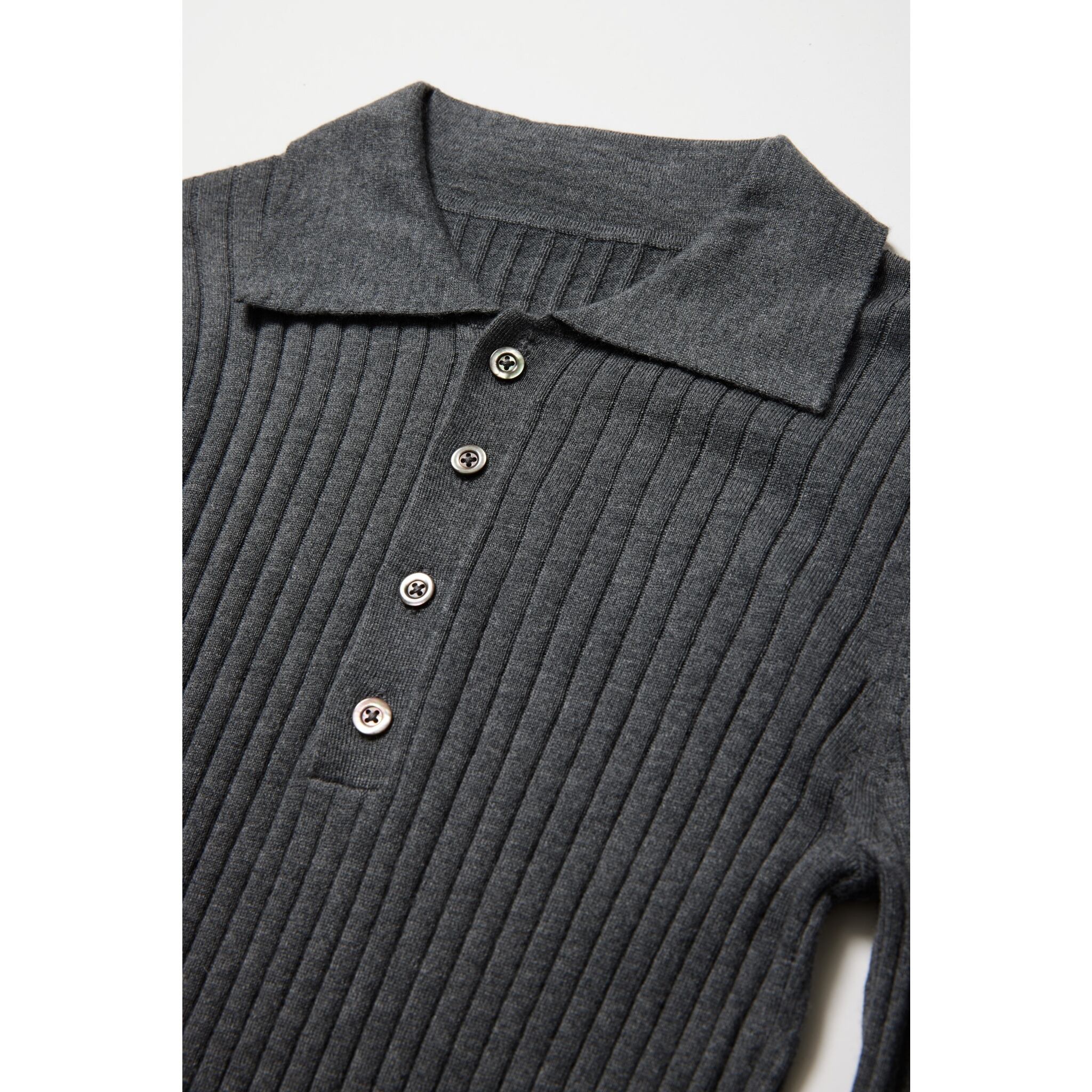 cccmalie カシミヤシルク リブポロ襟ネイビー38