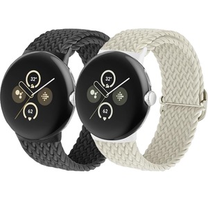 【人気】[SOLOLUP] 【二枚入り】 pixel watch バンド コンパチブル google pixel watch 2/pixelウォッチ 3 41mm/pixel watch バンド、コンパチブル pixel watch ベルト、レディース メンズ ナイロン 柔らかい 交換ベルト 防水 着脱簡単 調整可能、コンパチブル pixel watch 2 バンド、ブラック/スターライト