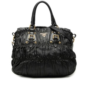 プラダ ロゴ ハンドバッグ ショルダーバッグ 2WAY ブラック レザー レディース PRADA 【中古】