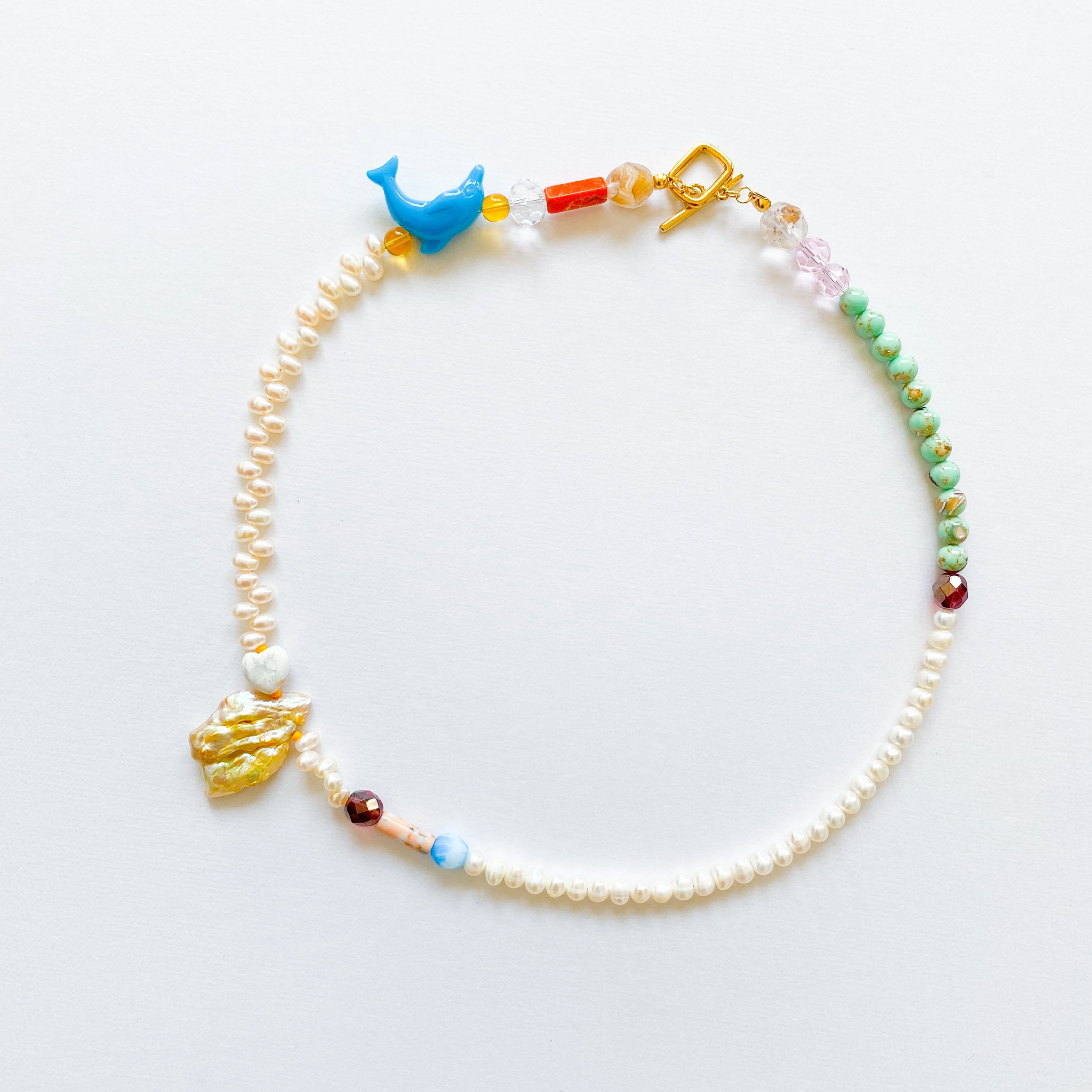 淡水パールとビーズのネックレス(たまに天然石）