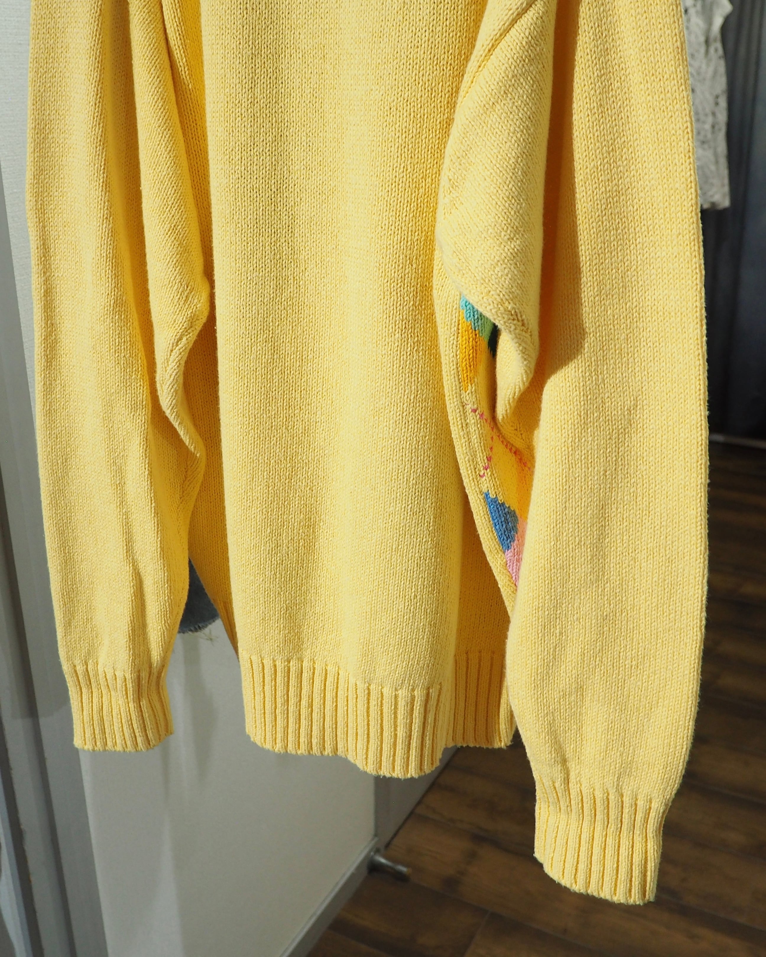 1990s ” Fine Cotton ” Colorful Pastel Argyle Pattern Vintage Knit