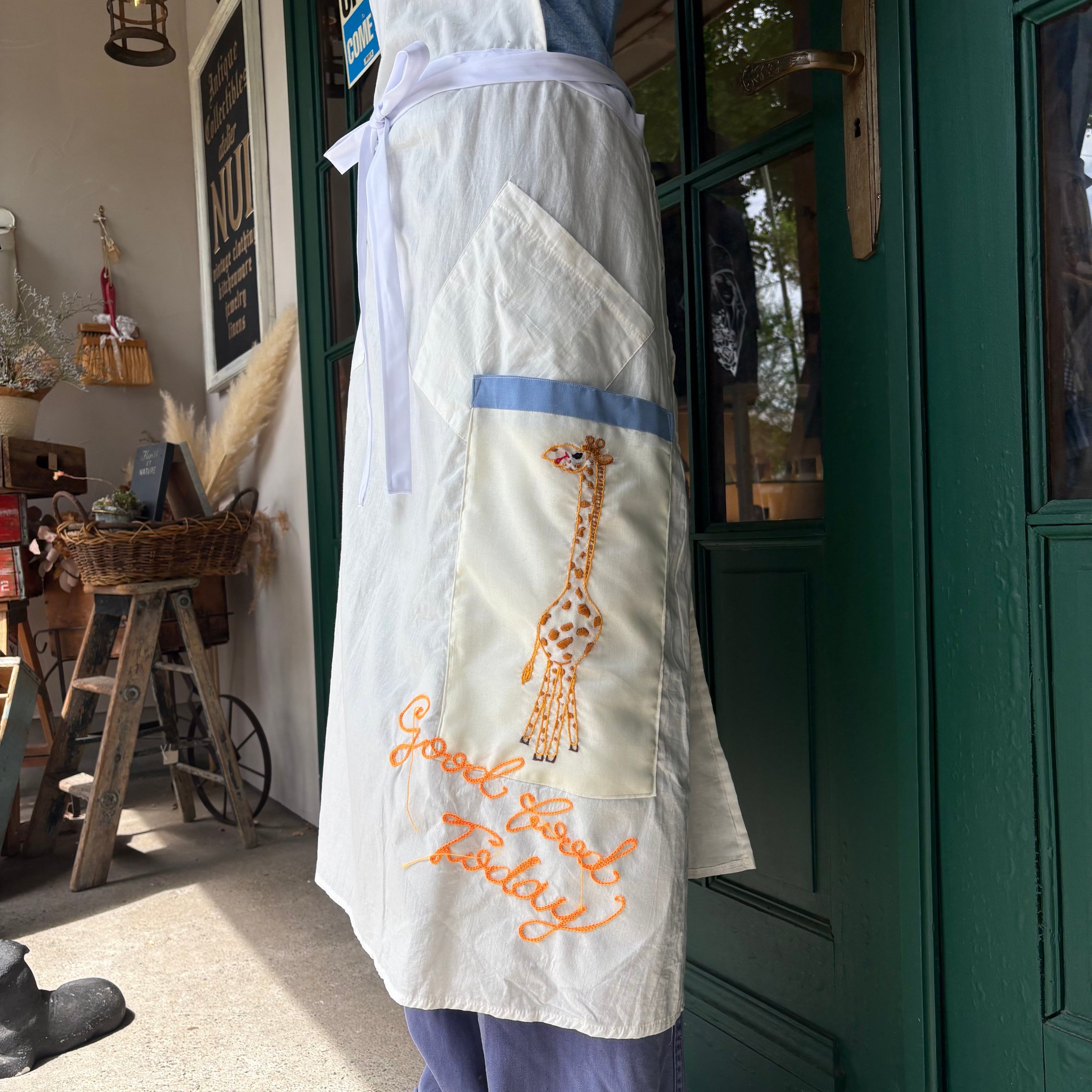 Vintage Giraffe Pocket Apron One Piece