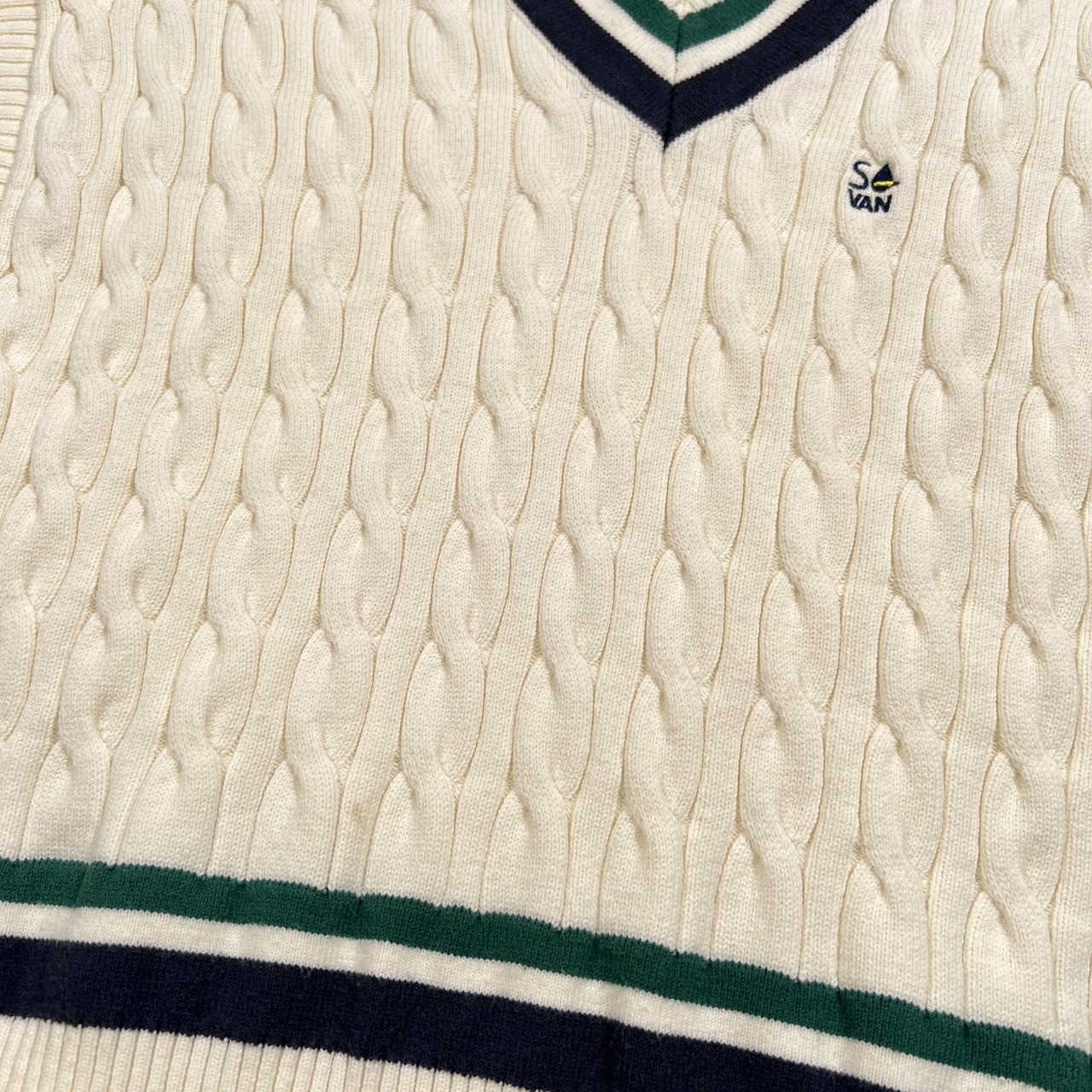 VAN JAC Shower CLUB ヴァンヂャケット ケーブル編み チルデン コットン ニット ベスト サイズ F /レディース