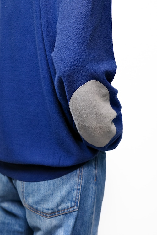 [2013SS] "Maison Martin Margiela" Cotton Knit Elbow-Patch V-Neck Sweater （Made in Italy）