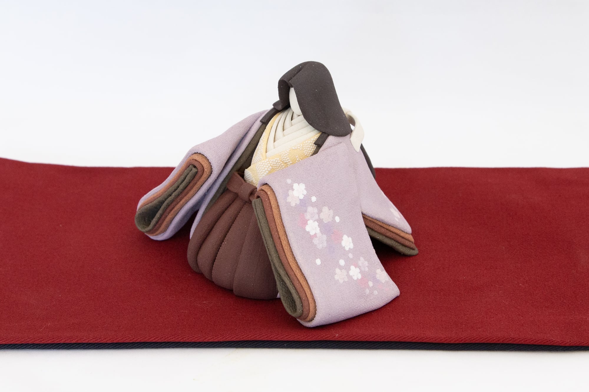 ひな人形 陶雛 澤りか作 (女雛 藤、男雛 黒) お雛様 コンパクト 水洗い