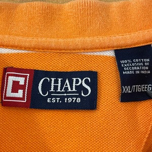 【CHAPS】ビッグサイズ ポロシャツ 2XL ボーダー ワンポイン 刺繍ロゴ ボーダー US古着 アメリカ古着