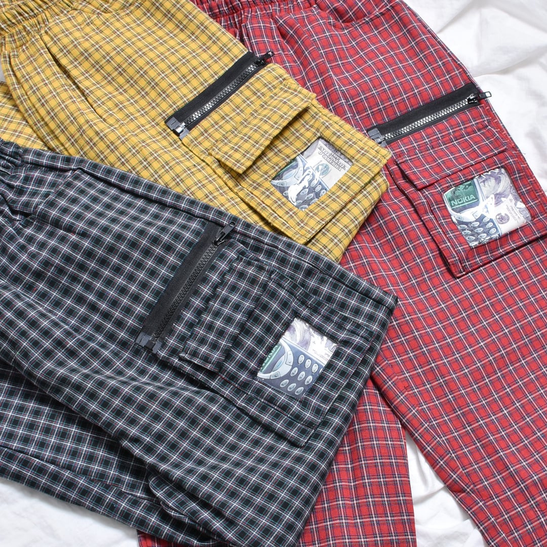 【70%OFF】クリアポケットチェックカーゴ