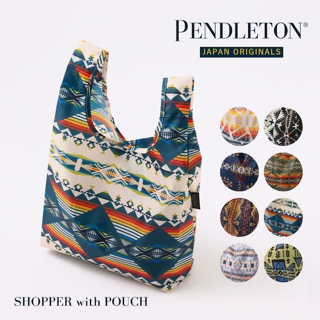 【送料無料】 ペンドルトン ショッパー W/ポウチ エコバッグ レディース メンズ ユニセックス ブランド PENDLETON マチあり 軽量 丈夫 収納ポーチ付き ネイティブ柄 総柄 おしゃれ アウトドア 旅行 PDT-000-261021 Sl024