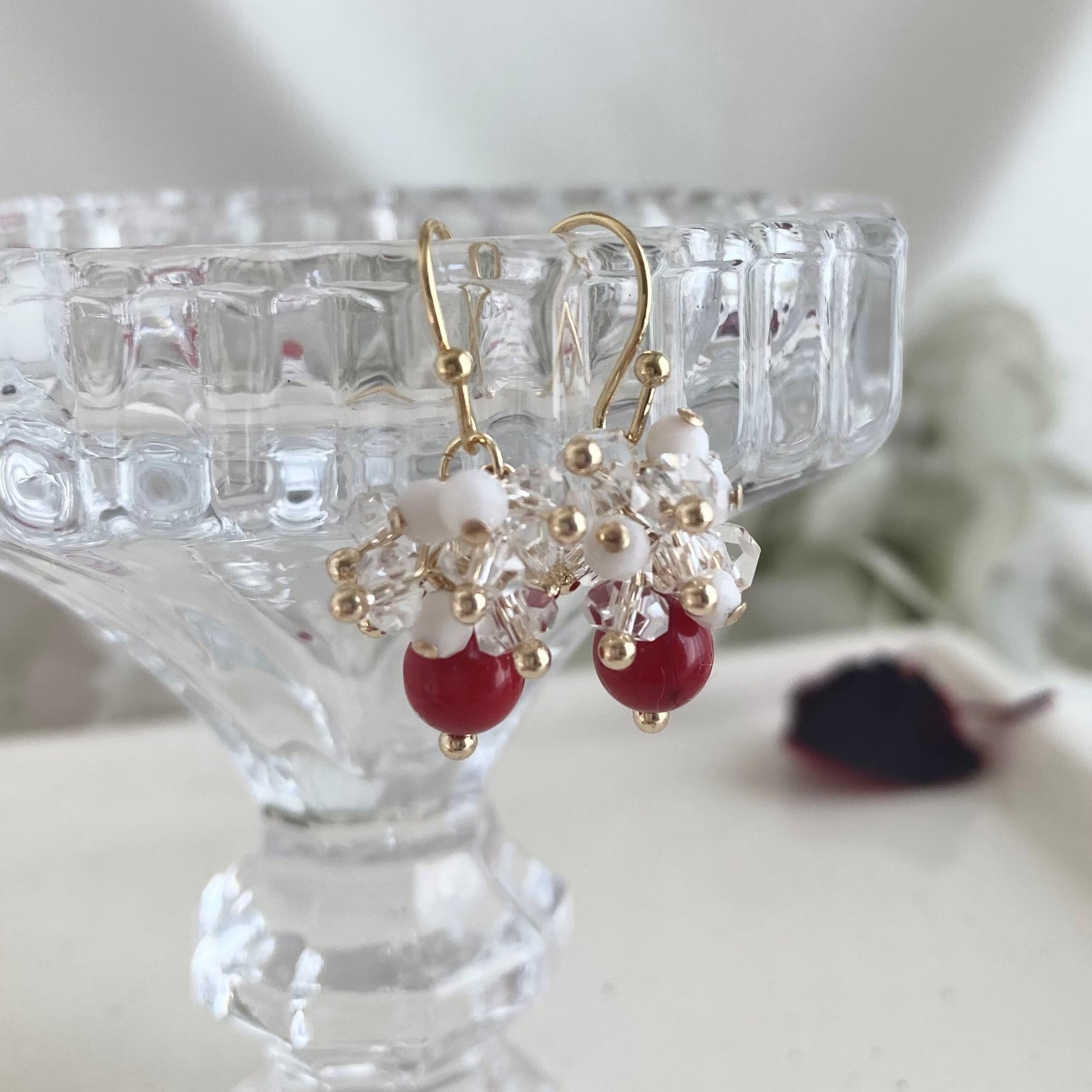 ☆珊瑚 赤ピアス 14kgf