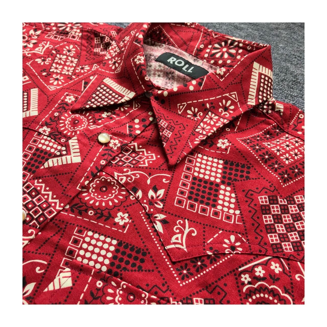 【SALE 50%OFF!!!】ROLL : " Printed Bandana Pattern Western " L/S Shirt