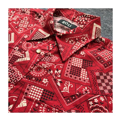 【SALE 50%OFF!!!】ROLL : " Printed Bandana Pattern Western  "  L/S Shirt