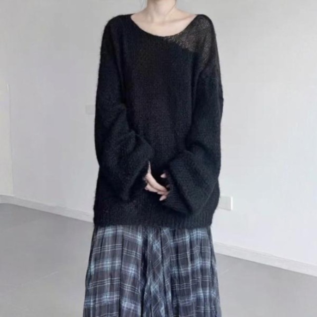 Loose fuzzy knit top【2color】 C1291