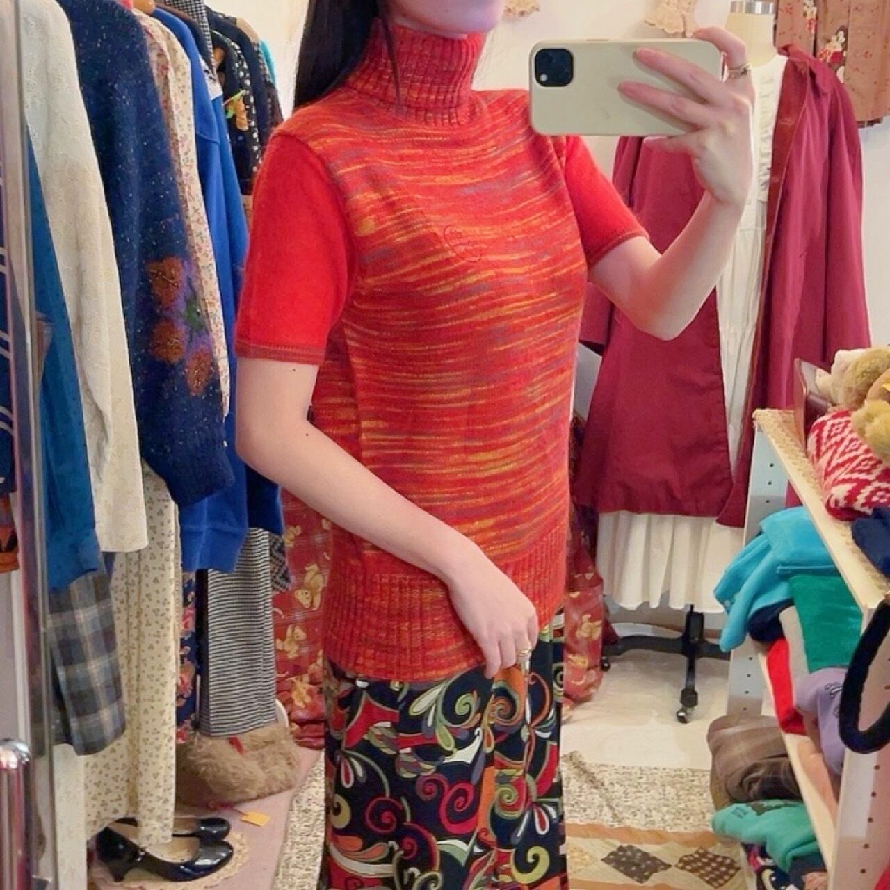 multi color turtle neck knit sweater