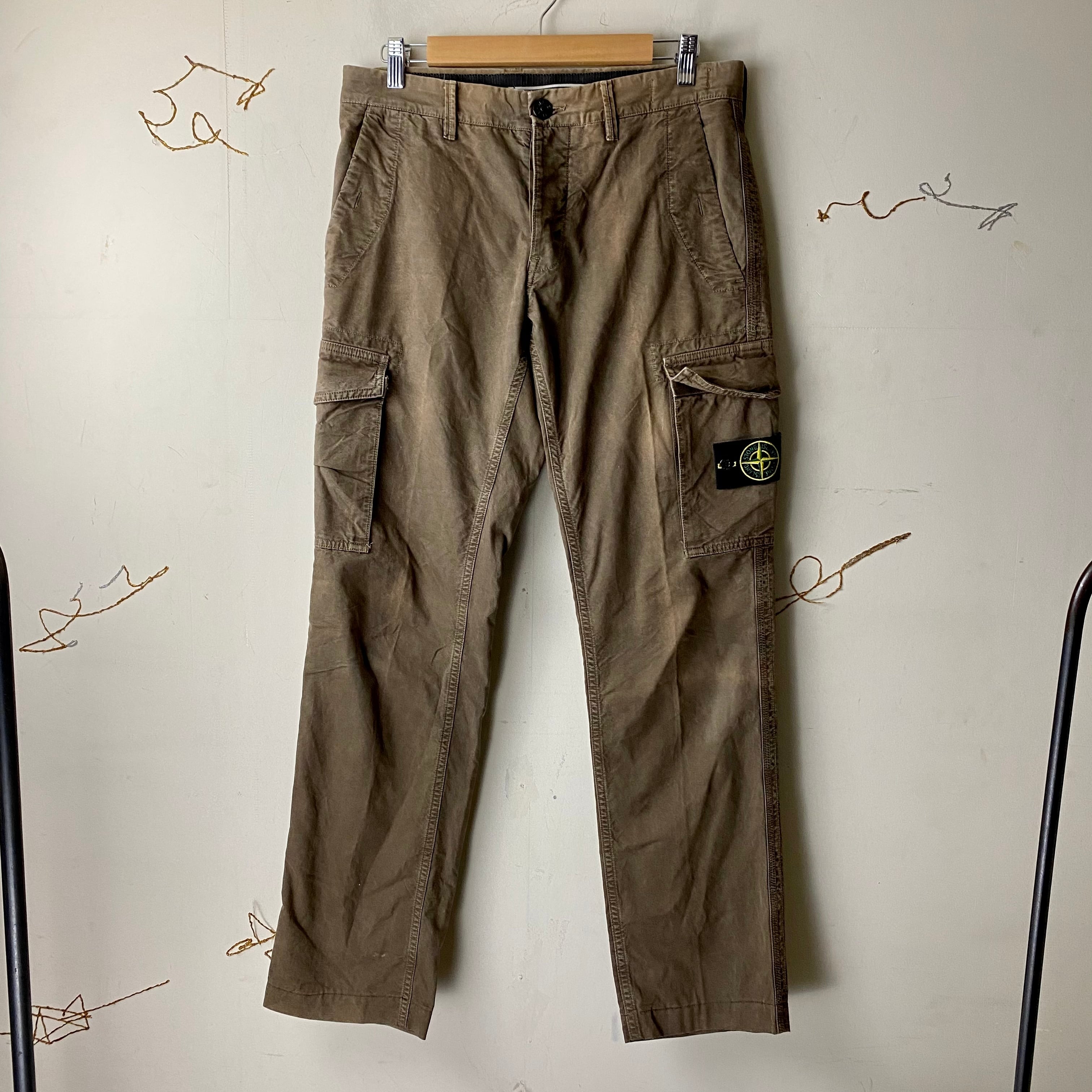 STONE ISLAND brown color cotton cargo pants | NOIR ONLINE 