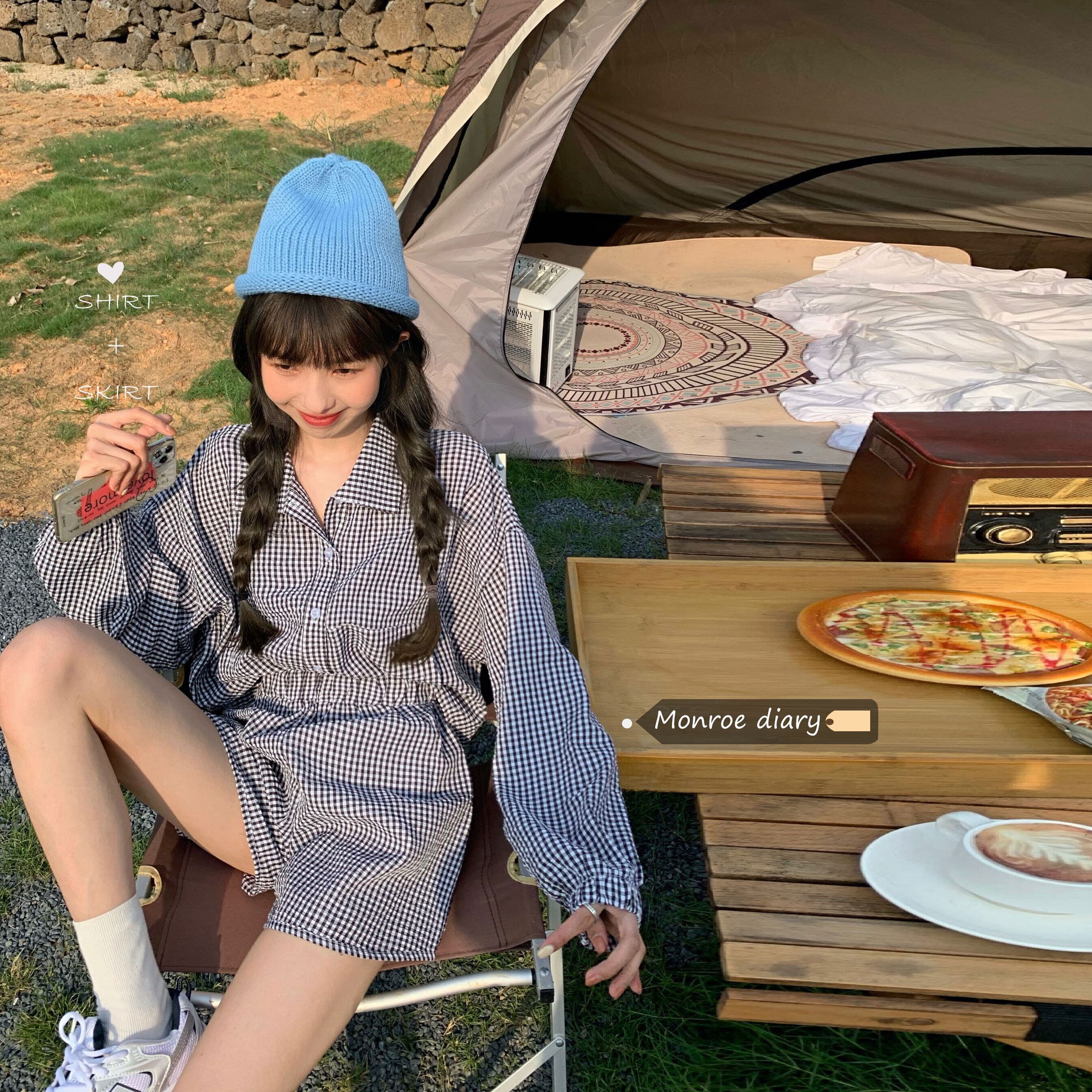 サマーショート格子柄シャツ カジュアルショーツ 夏物 ブルマー モンロー3306905549