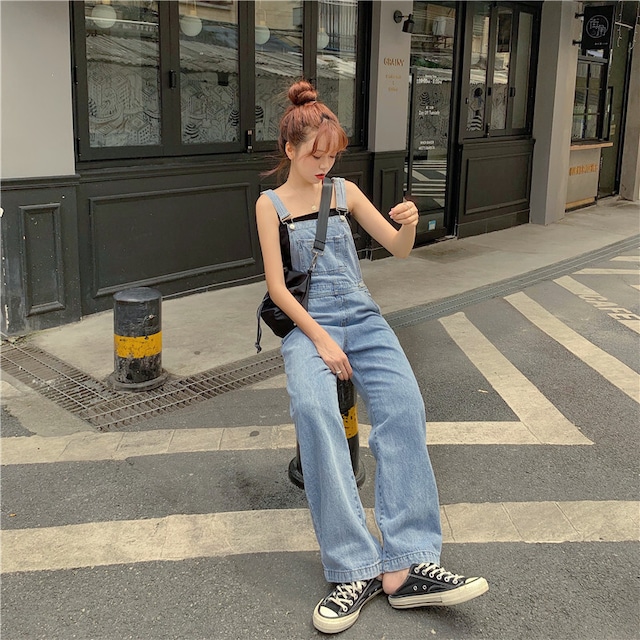 【送料無料】 オールインワン デニム サロペット カジュアル 大人 シンプル 無地 着回し 春夏 ラクチン マタニティ ママコーデ 韓国 かわいい AI-215KJ