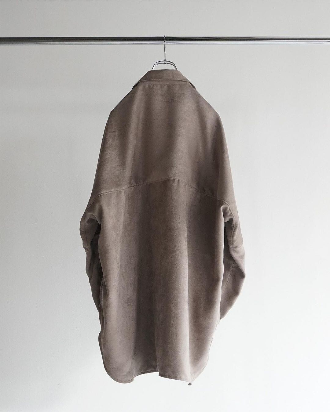 24AW】ANCELLM VEGAN LEATHER SKIPPER LONG LS ZIP SHIRT (GRAY) ANC