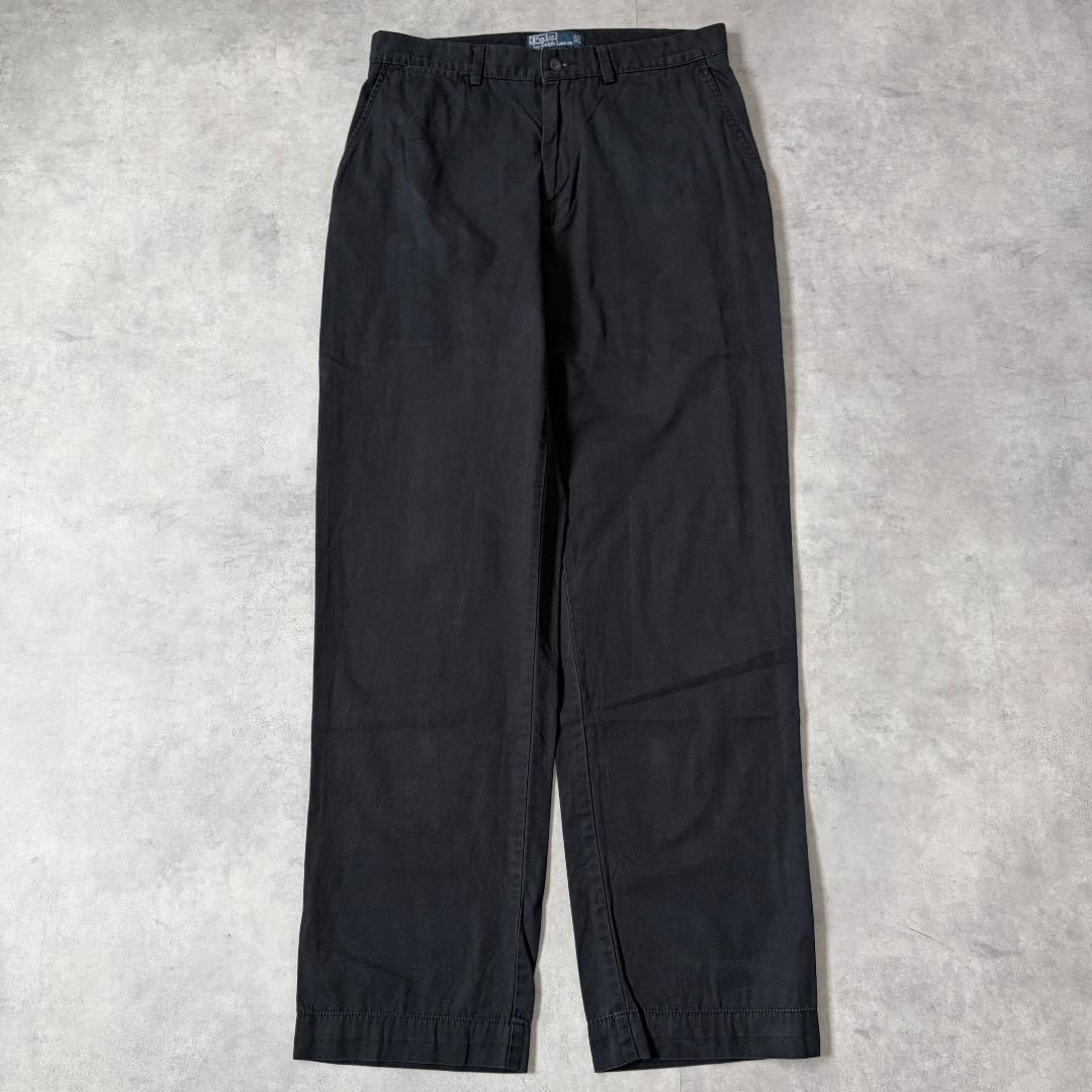 ポロバイラルフローレン W32 ポロチノ チノパン タック 古着 黒 21543 ポロバイラルフローレン W32 ポロチノ チノパン タック 古着 黒 21543