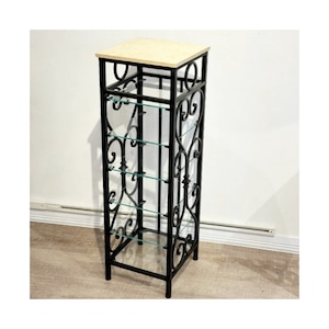 【送料込】大理石とアイアンのスリッパラック 収納棚 ガラス天板 マガジンラック 玄関収納