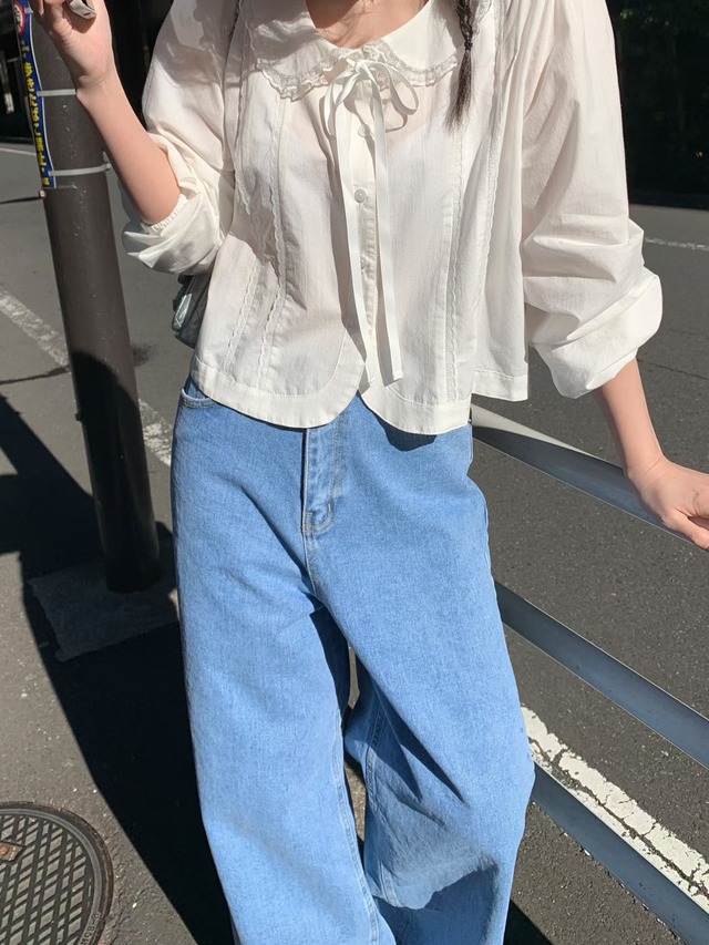 (予約) mellounge  / Noah race blouse 1color