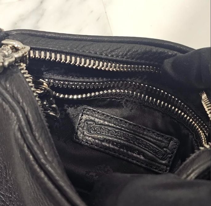 CHROME HEARTS クロムハーツ THE NIGHT Cross Chain Leather Hand Bag