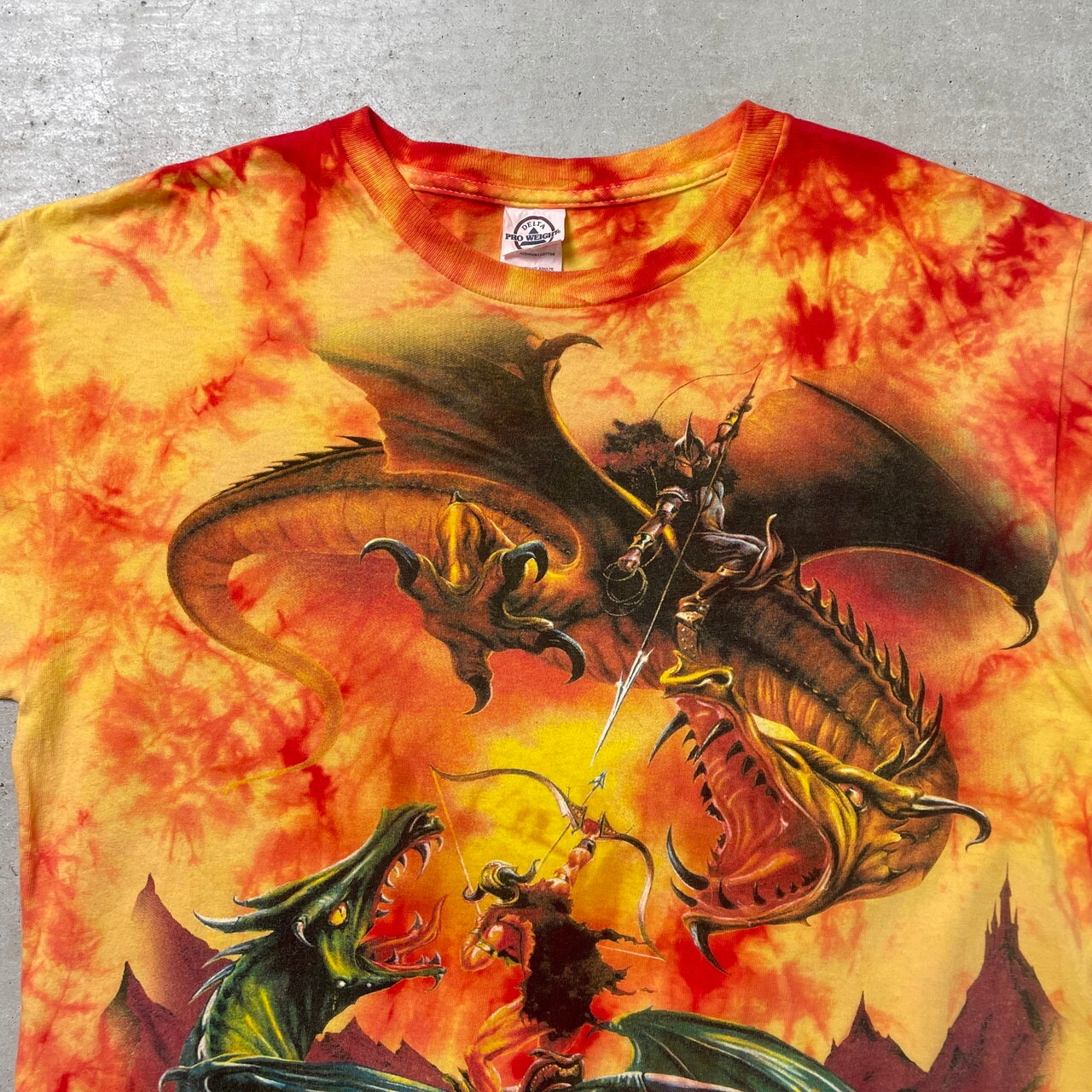 00年代 UNKNOWN ドラゴン プリントTシャツ タイダイ染め メンズM 古着 