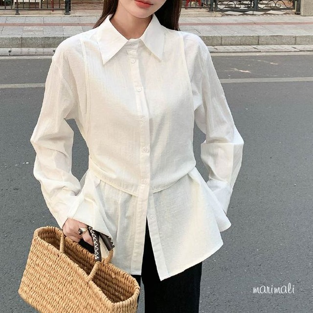 バックリボン デザインシャツ 3color 25046