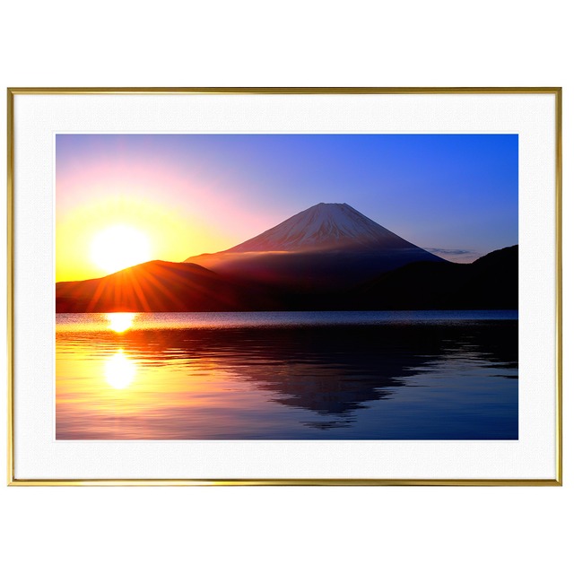 日本写真 朝日が昇る富士山 インテリア アートフォトポスター額装 AS4524