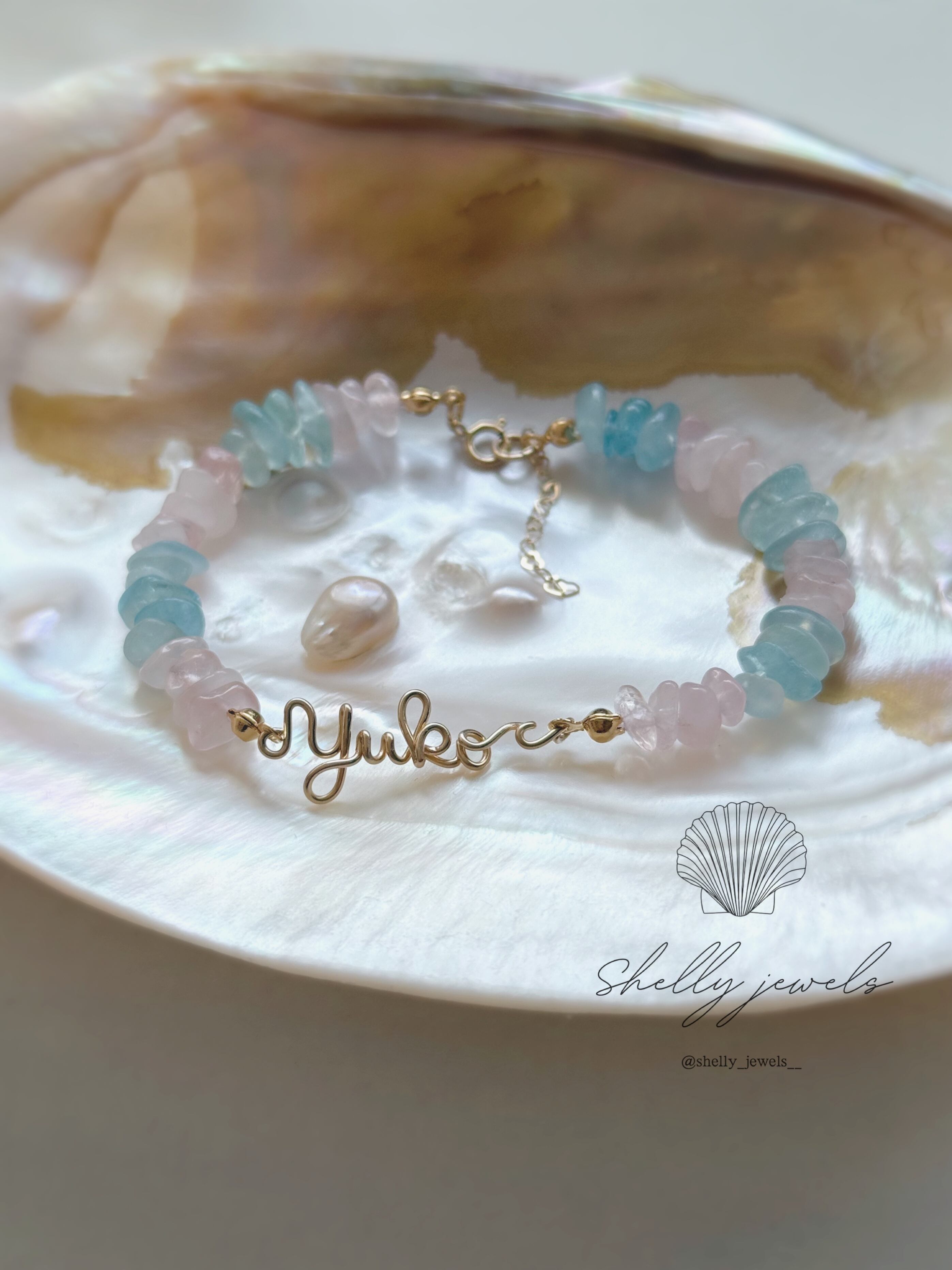 名前入り オーダーブレスレット 天然石 誕生石 文字入り 名入れ