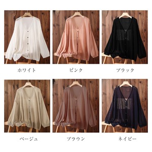 シアーVネックニットカーディガン 6color W01265