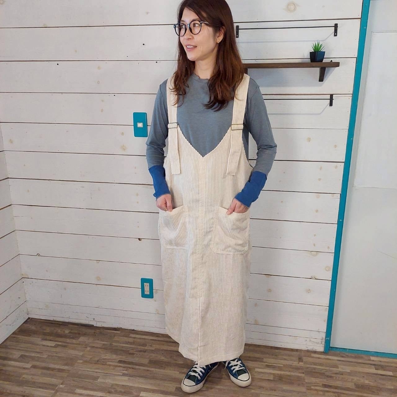 太いコーデュロイジャンパースカート　A1980