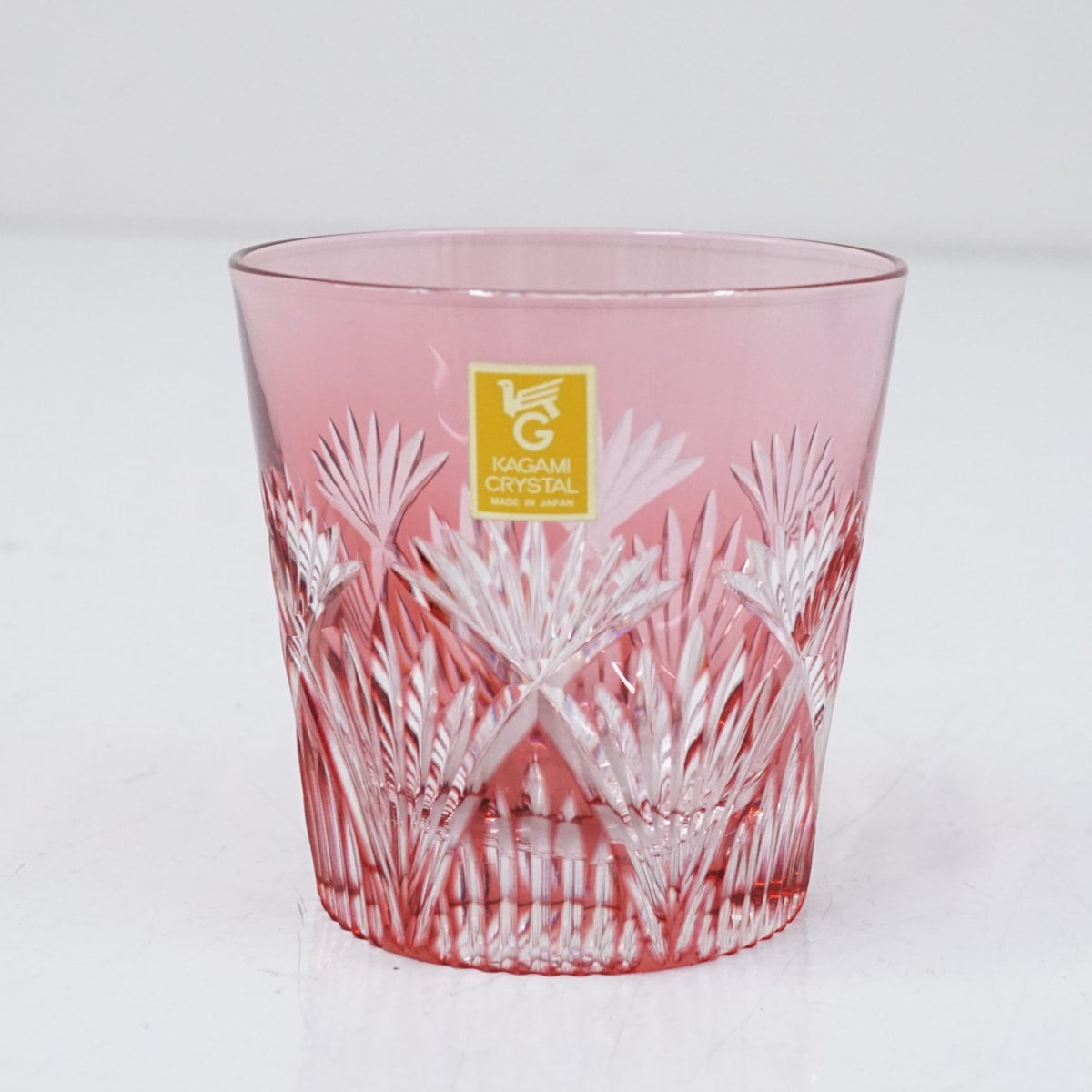 カガミクリスタル USED超美品 江戸切子 冷酒杯 ペアミニロック 120? 笹