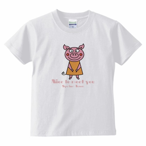 キッズ キャラクターデザインTシャツ ブタ