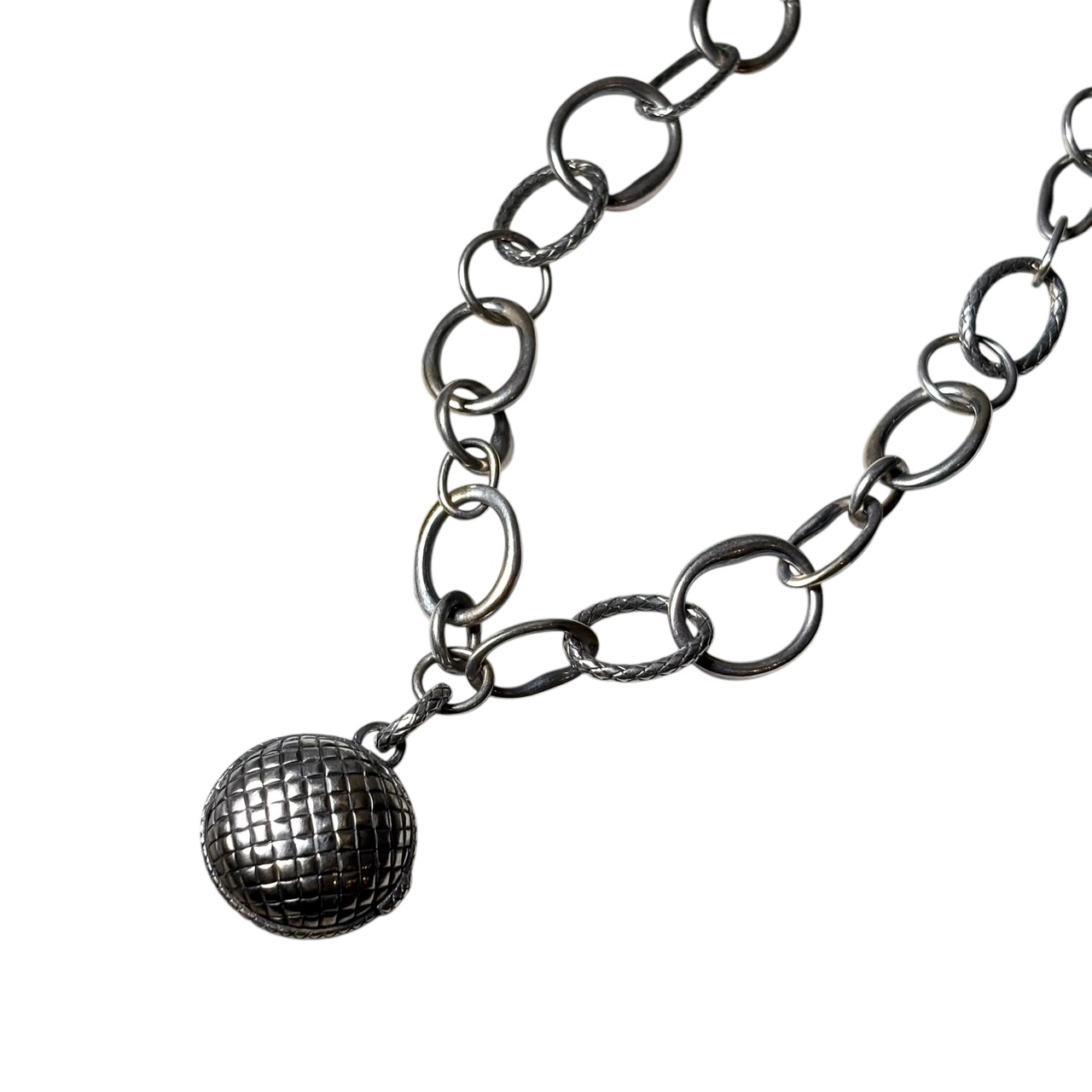 BOTTEGA VENETA chunky silver chain necklace with locket pendant