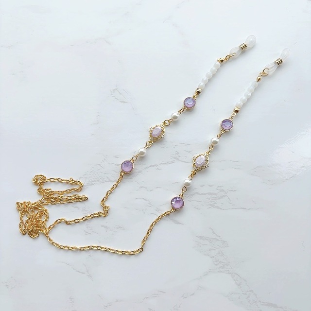 デコラティブメガネチェーン　ラベンダー系①