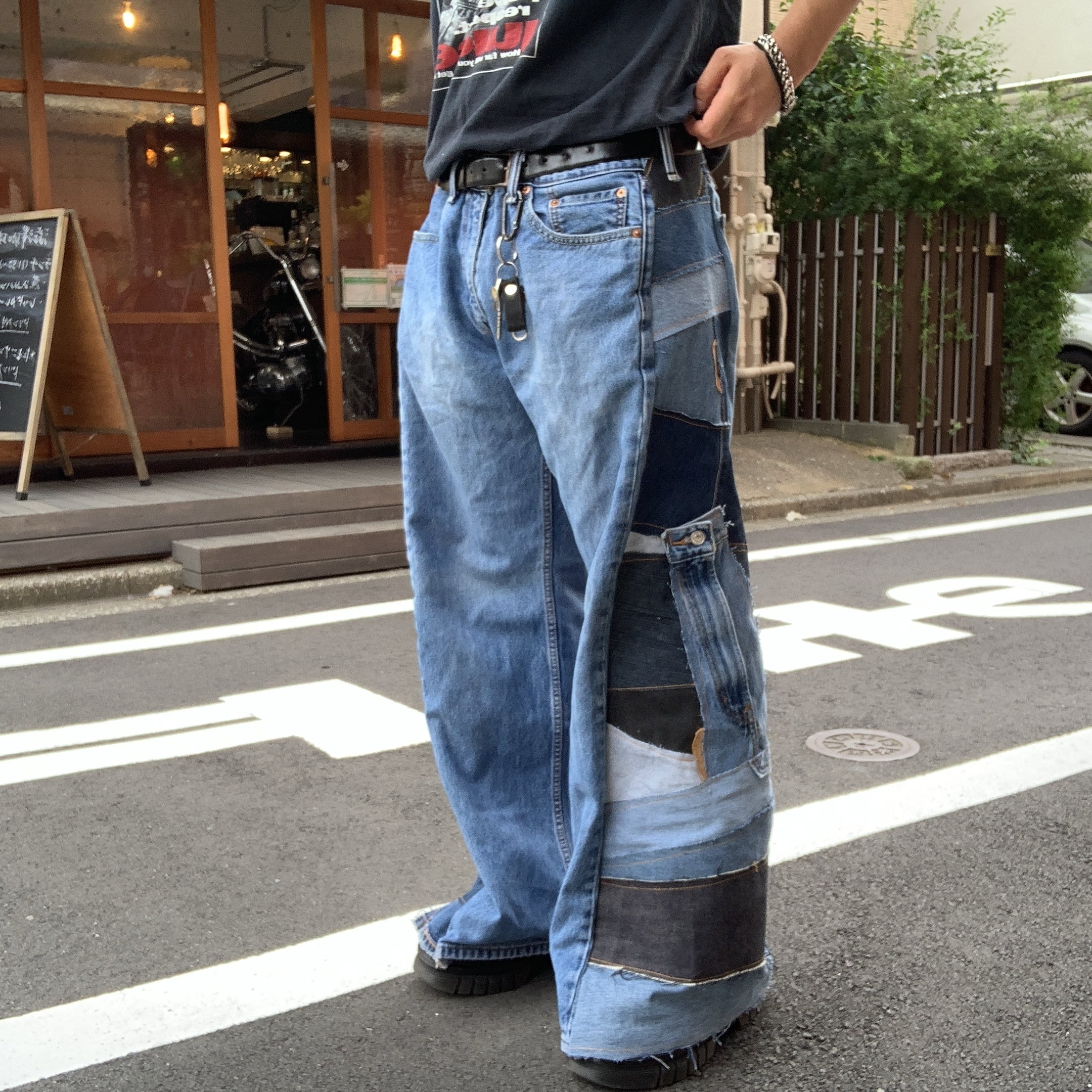 一点物】Levi's リメイクデニムパンツ 袴 ワイド フレアパンツ