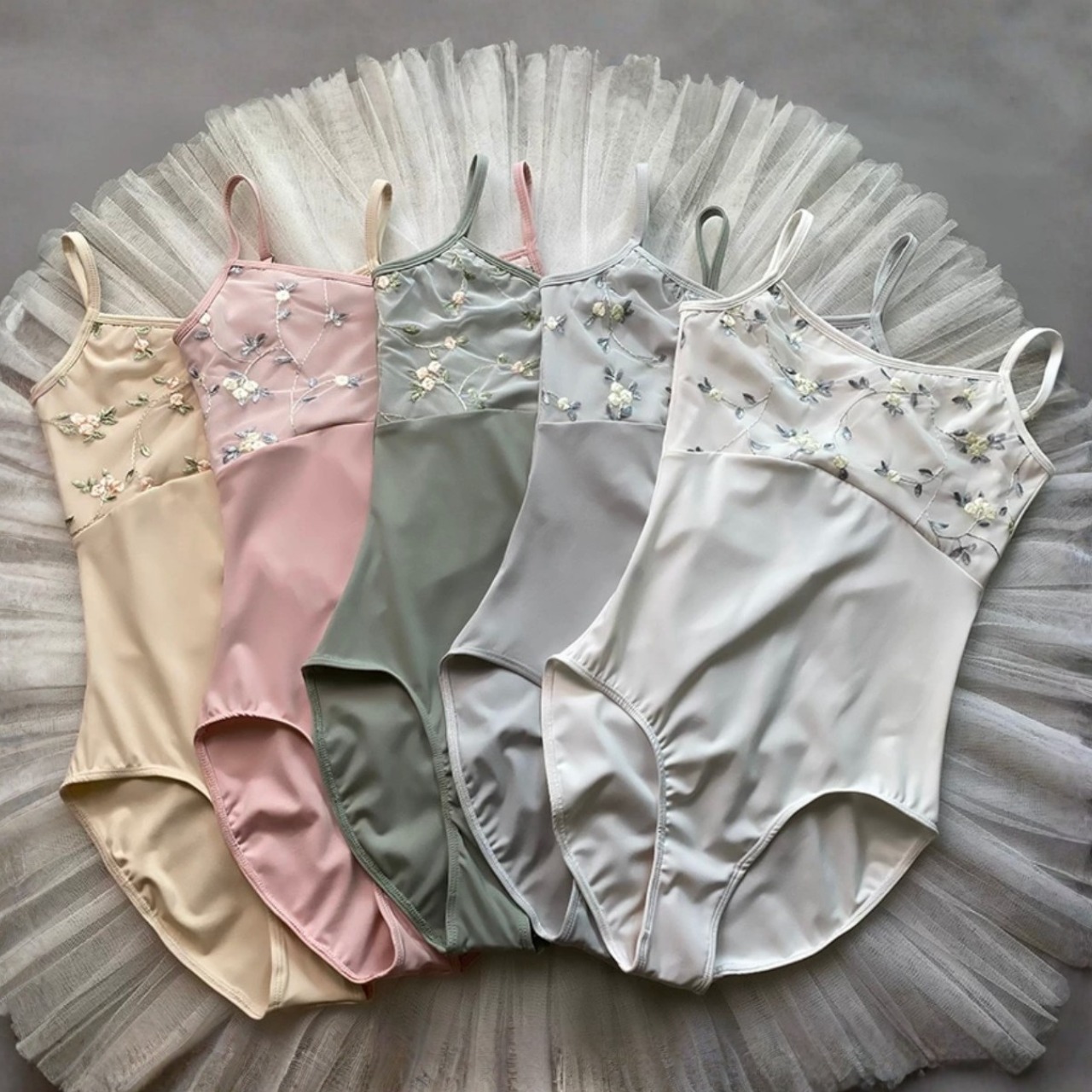 刺繍レーストップ キャミソールレオタード 4色展開 L1100